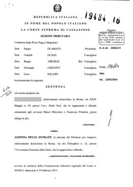 sentenza n. 19484 del 30 settembre 2016