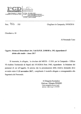 Permessi diritto allo studio 2017. (circ. n&deg; 18/2016)