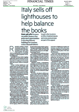 Financial times - Italy sells off lighthouses to