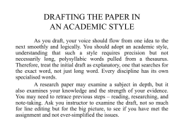 DRAFTING THE PAPER IN AN ACADEMIC STYLE