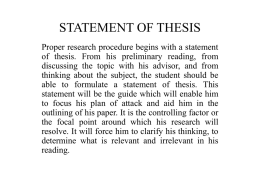 STATEMENT OF THESIS
