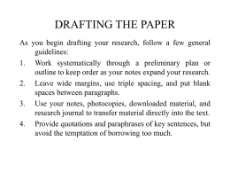 DRAFTING THE PAPER