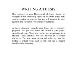 WRITING A THESIS