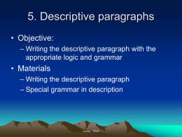 5. Descriptive paragraphs • Objective: Materials