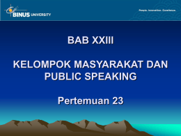 BAB XXIII KELOMPOK MASYARAKAT DAN PUBLIC SPEAKING Pertemuan 23