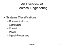 An Overview of Electrical Engineering • Systems Classifications – Communications