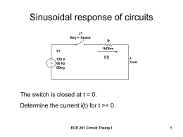 Sinusoidal response of circuits i(t)