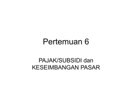 Pertemuan 6 PAJAK/SUBSIDI dan KESEIMBANGAN PASAR