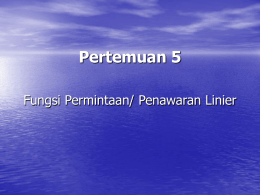 Pertemuan 5 Fungsi Permintaan/ Penawaran Linier
