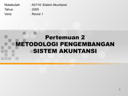 Pertemuan 2 METODOLOGI PENGEMBANGAN SISTEM AKUNTANSI Matakuliah