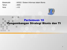 Pertemuan 10 Pengembangan Strategi Bisnis dan TI Matakuliah