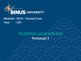PELEBURAN LOGAM NON-BESI Pertemuan 3 Matakuliah : D0234 - Teknologi Proses Tahun