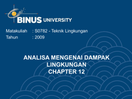 ANALISA MENGENAI DAMPAK LINGKUNGAN CHAPTER 12 Matakuliah