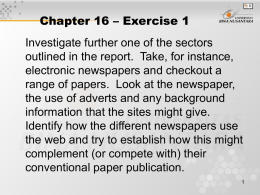 Chapter 16 – Exercise 1 Investigate further one of the sectors