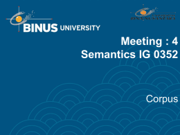 Meeting : 4 Semantics IG 0352 Corpus