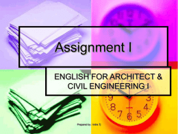 Assignment I ENGLISH FOR ARCHITECT &amp; CIVIL ENGINEERING I