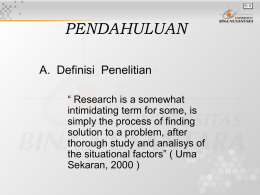 PENDAHULUAN A. Definisi  Penelitian