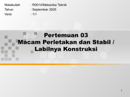 Pertemuan 03 Macam Perletakan dan Stabil / Labilnya Konstruksi Matakuliah