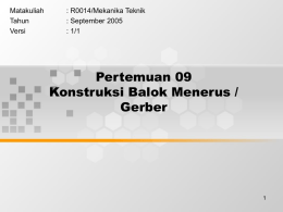 Pertemuan 09 Konstruksi Balok Menerus / Gerber Matakuliah