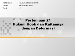 Pertemuan 21 Hukum Hook dan Kaitannya dengan Deformasi Matakuliah