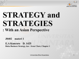 STRATEGY and STRATEGIES : With an Asian Perspective