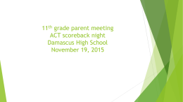 Grade 11 Parent Meeting 11 19 15