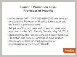 Senior II Promotion Level Professor of Practice