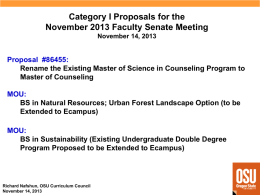 Category I Proposals for the November 2013 Faculty Senate Meeting