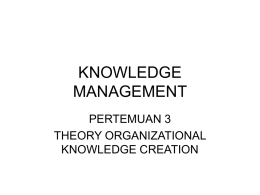 KNOWLEDGE MANAGEMENT PERTEMUAN 3 THEORY ORGANIZATIONAL