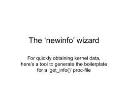 The ‘newinfo’ wizard