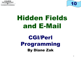 Hidden Fields and E-Mail CGI/Perl Programming