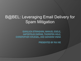 B@BEL: Leveraging Email Delivery for Spam Mitigation
