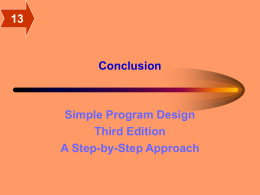 Conclusion Simple Program Design Third Edition A Step-by-Step Approach