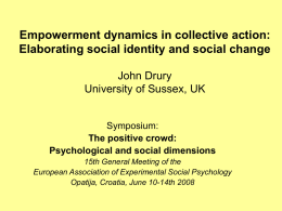 Empowerment dynamics in collective action: Elaborating social identity and social change.