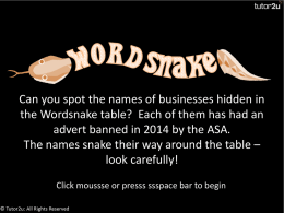 Click here to download the activity Wordsnake