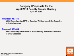 Category I Proposals for the April 2013 Faculty Senate Meeting