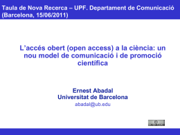 L’accés obert (open access) a la ciència: un científica