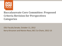 Baccalaureate Core Committee: Proposed Criteria Revision for Perspectives Categories