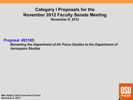 Category I Proposals for the November 2012 Faculty Senate Meeting
