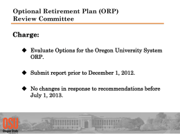 Optional Retirement Plan (ORP) Review Committee Update