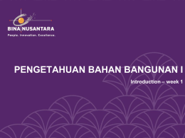 PENGETAHUAN BAHAN BANGUNAN I &ndash; week 1 Introduction