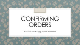 Confirming Orders 2015