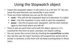 Using the Stopwatch object