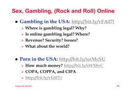Sex, Gambling, (Rock and Roll) Online Gambling in the USA: