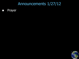 Announcements 1/27/12 Prayer 