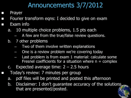Announcements 3/7/2012