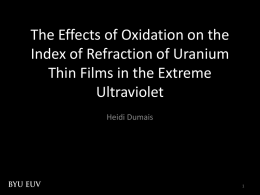 The Effects of Oxidation on the Index of Refraction of Uranium Ultraviolet