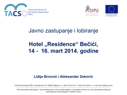 Javno zastupanje i lobiranje Hotel „Residence“ Bečići, Lidija Brnović i Aleksandar Zeković