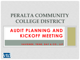 VTD Annual Audit Planning and Kick-Off Meeting Presentation 3-24-2016