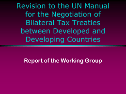 Revision to the UN Manual for the Negotiation of Bilateral Tax Treaties